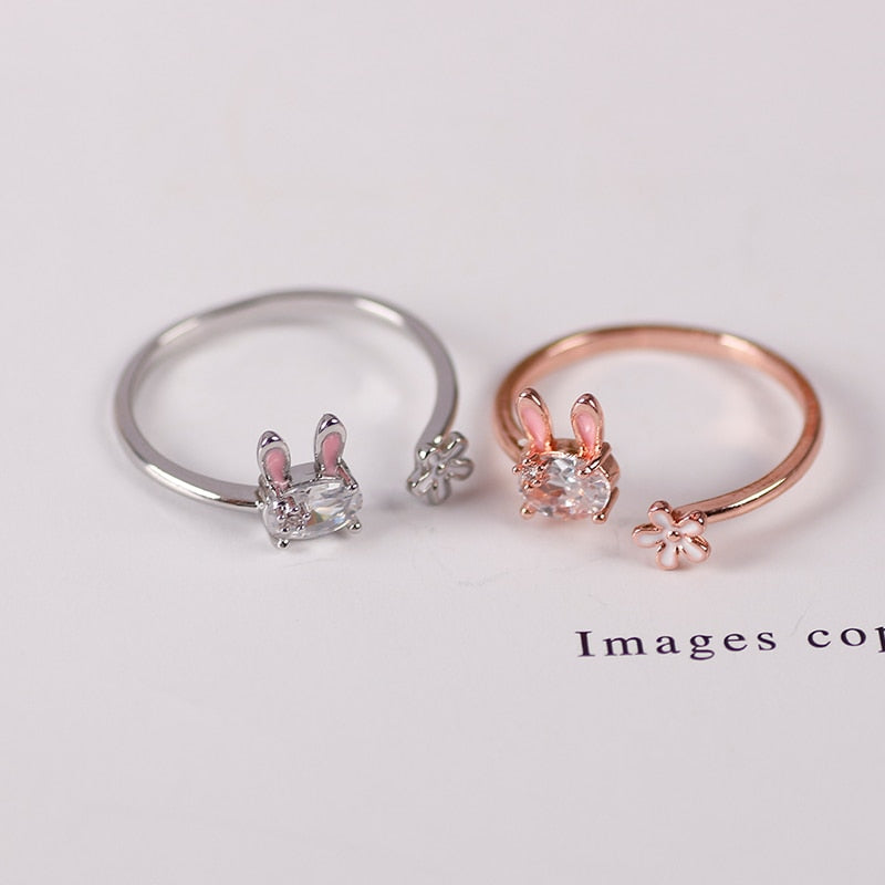 Sparkling Lucky Bunny Charm Ring