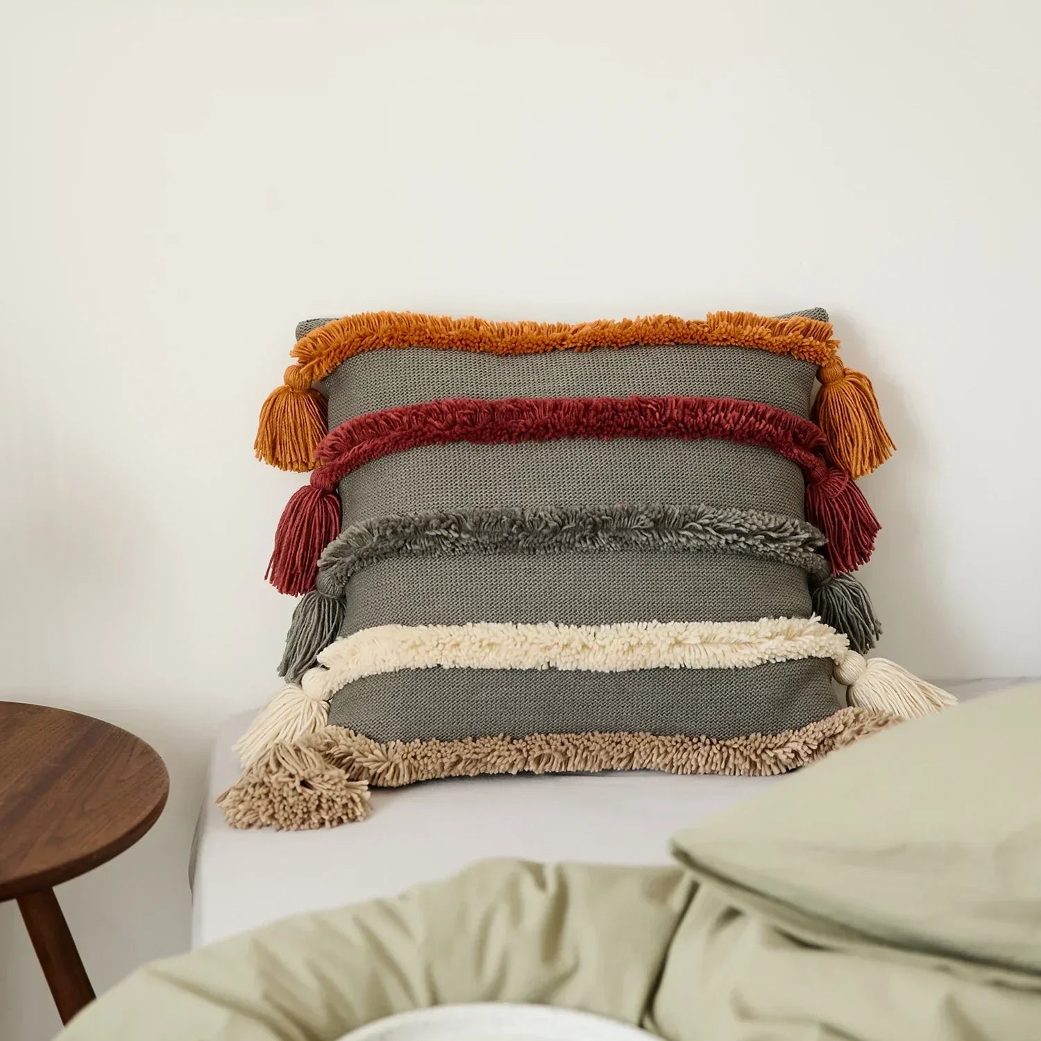 Colorful Striped Fringed Cushion Cover - Befez