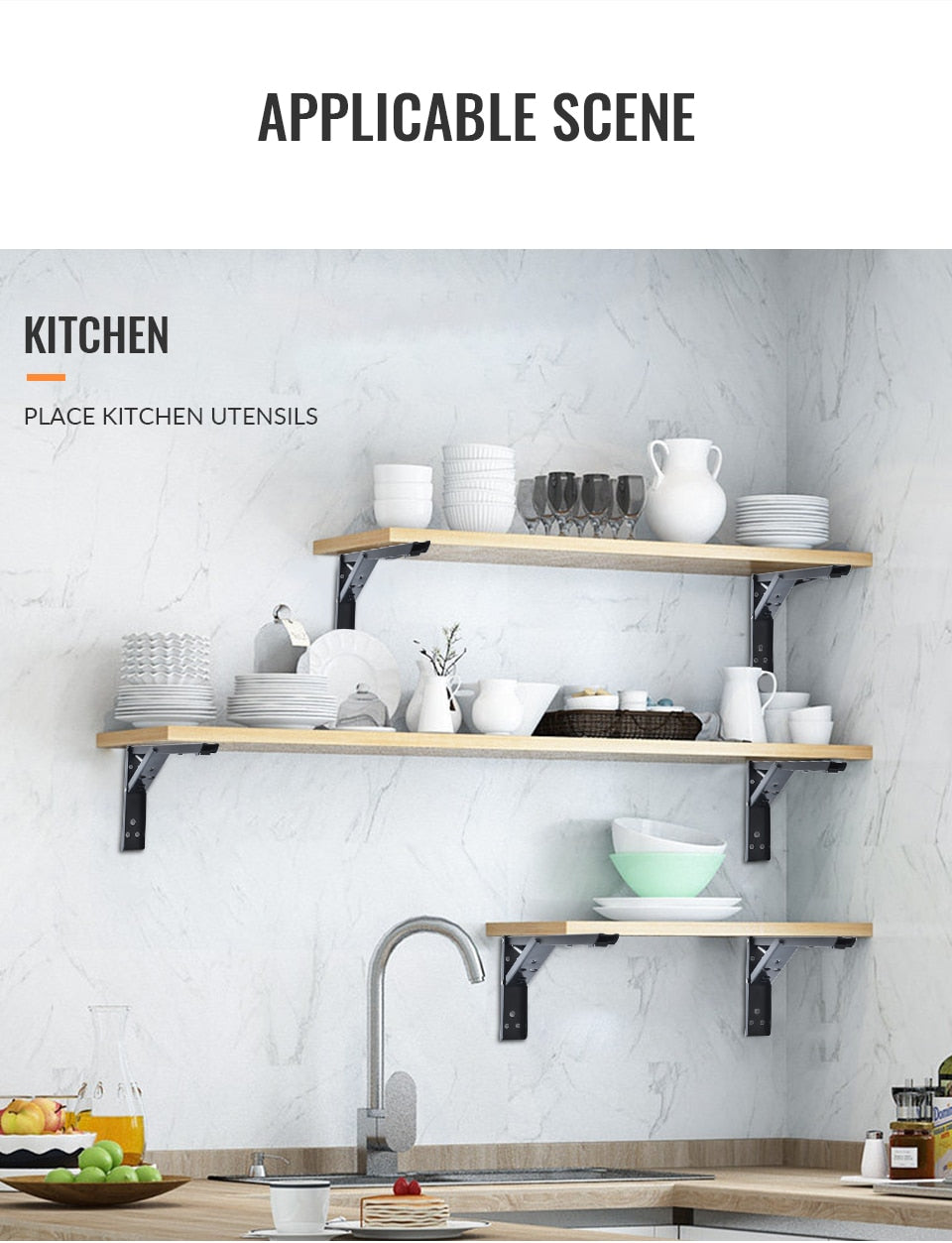 Space-Saving Wall Mount Folding Shelf Bracket