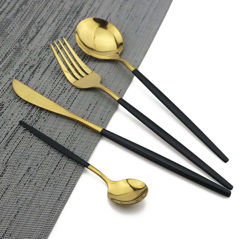 Premium Gold Plated Stainless Steel Silverware Set