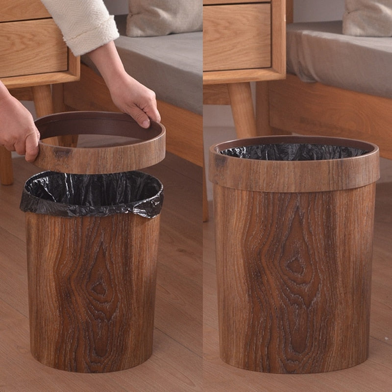 Classic Wooden Look Waste Basket