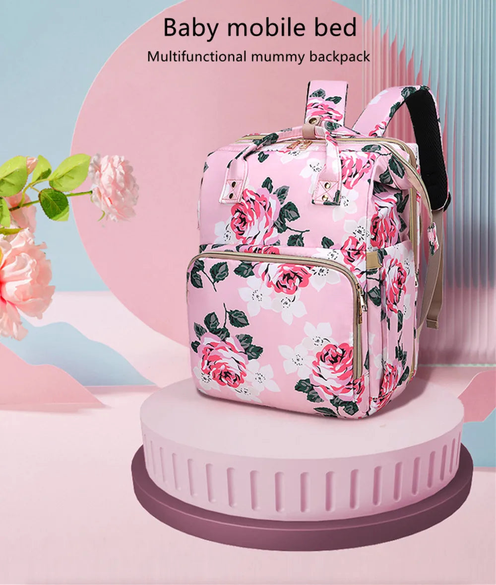 Compact Floral Baby Bag with Mosquito Net