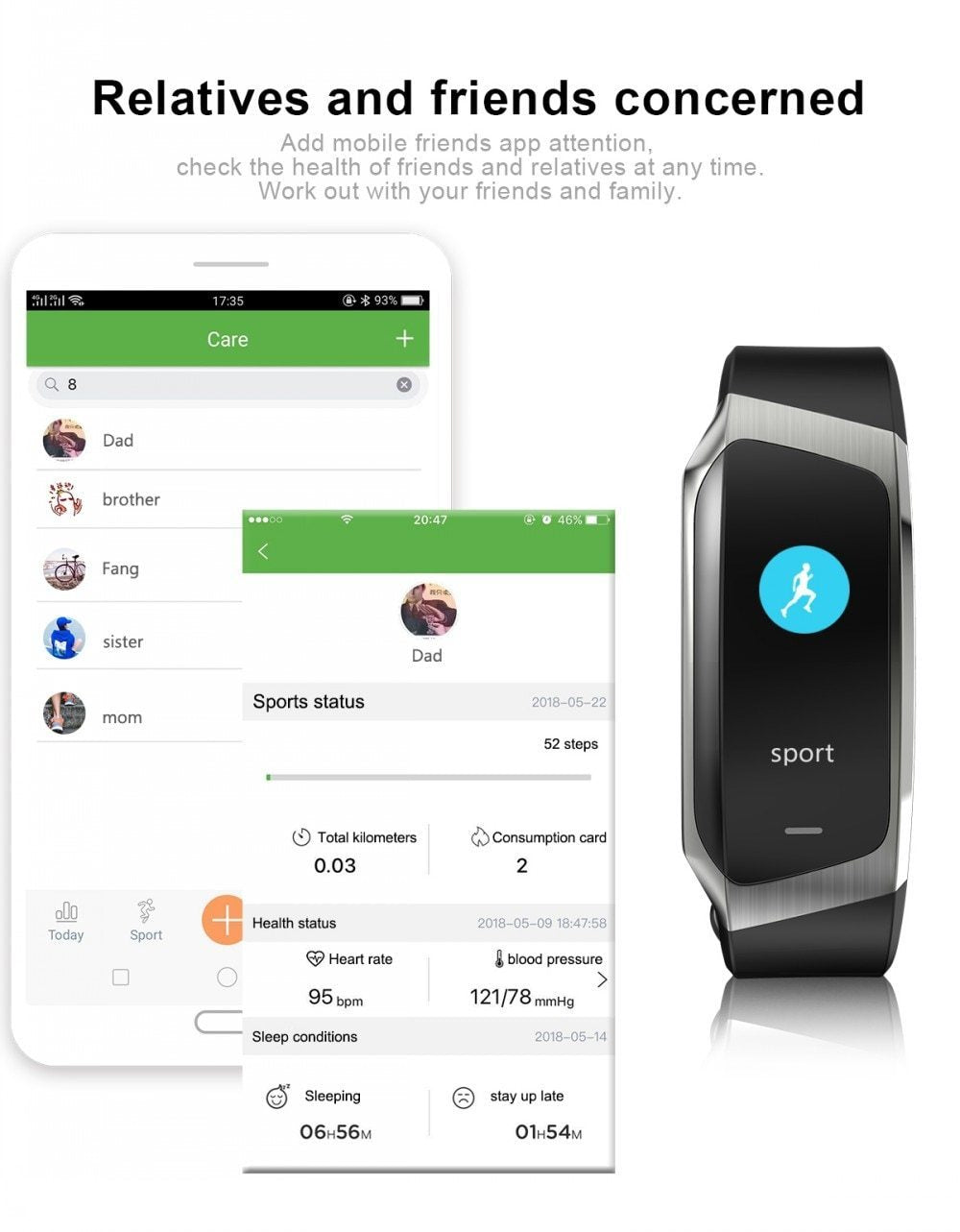 Befez | Slim Fitness Tracker Watch Waterproof Pulse Monitor Sport Band