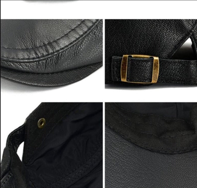 Classic Vintage Leather Newsboy Cap