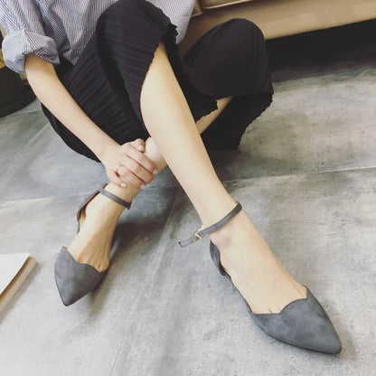 Women's Classic Low Heel Pumps Blue Pointed Toe Shoes