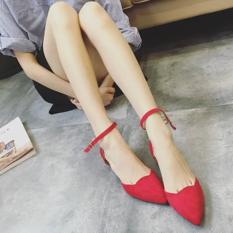 Women's Classic Low Heel Pumps Blue Pointed Toe Shoes