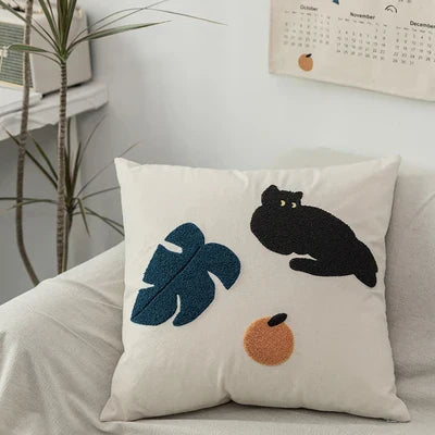 Colorful Floral Cat Cushion Cover