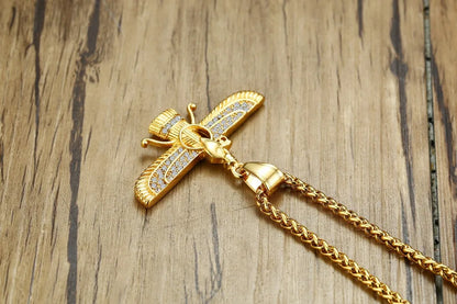 Sparkling Crystal Zoroastrian Pendant Necklace