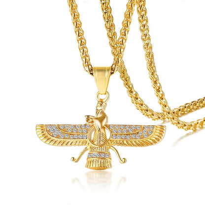 Sparkling Crystal Zoroastrian Pendant Necklace - Befez