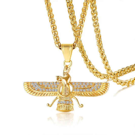 Sparkling Crystal Zoroastrian Pendant Necklace - Befez