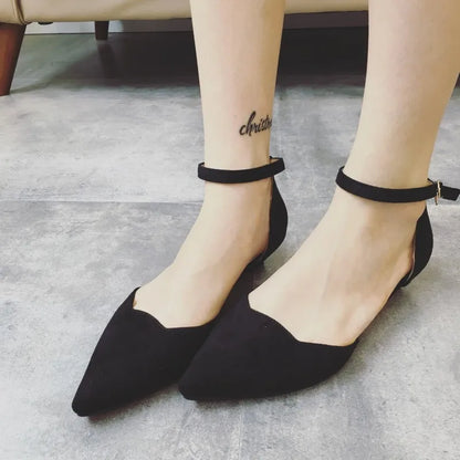 Women's Classic Low Heel Pumps Blue Pointed Toe Shoes