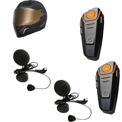 Waterproof Motorcycle Intercom with Bluetooth and Long Range