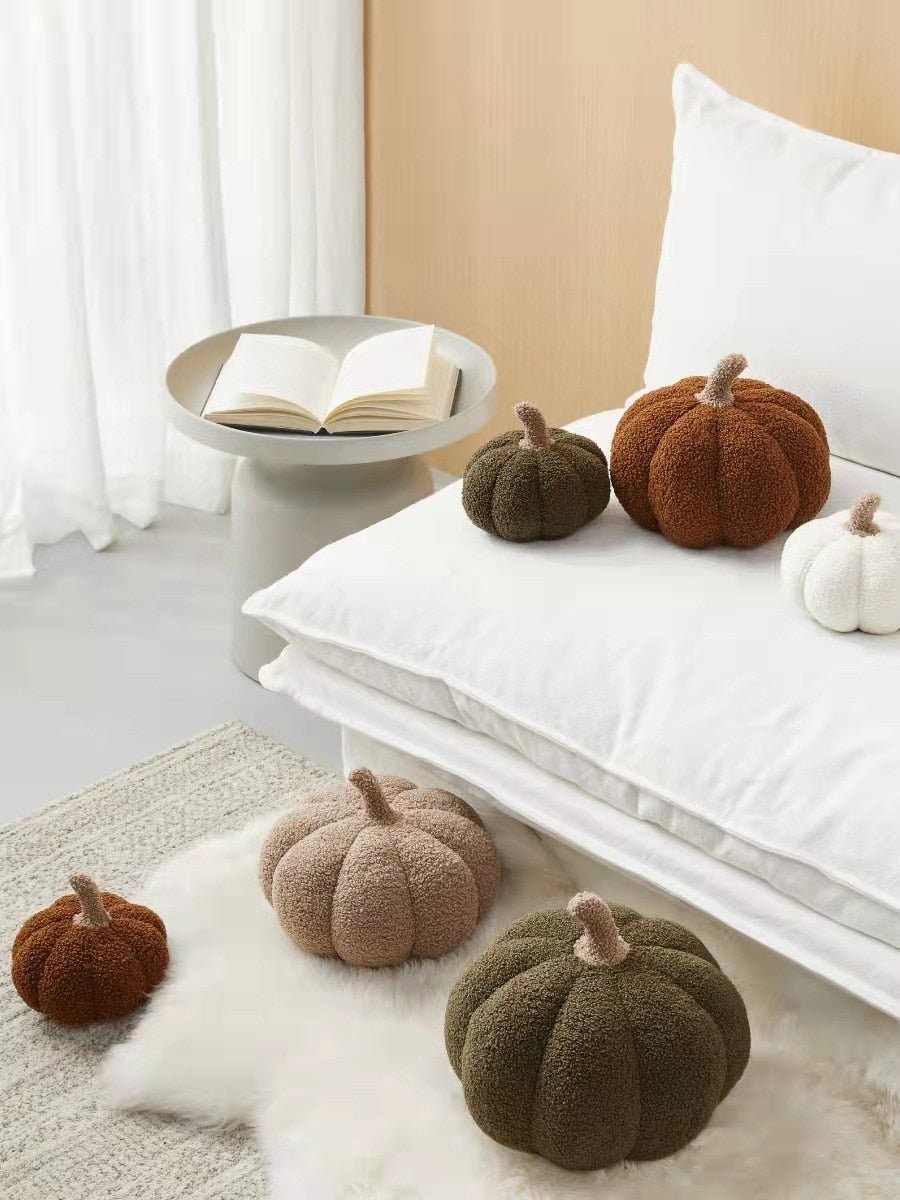 Plush Fall Pumpkin Throw Pillow