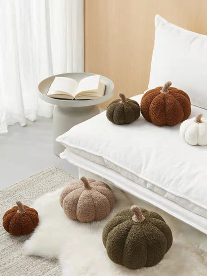 Plush Fall Pumpkin Throw Pillow