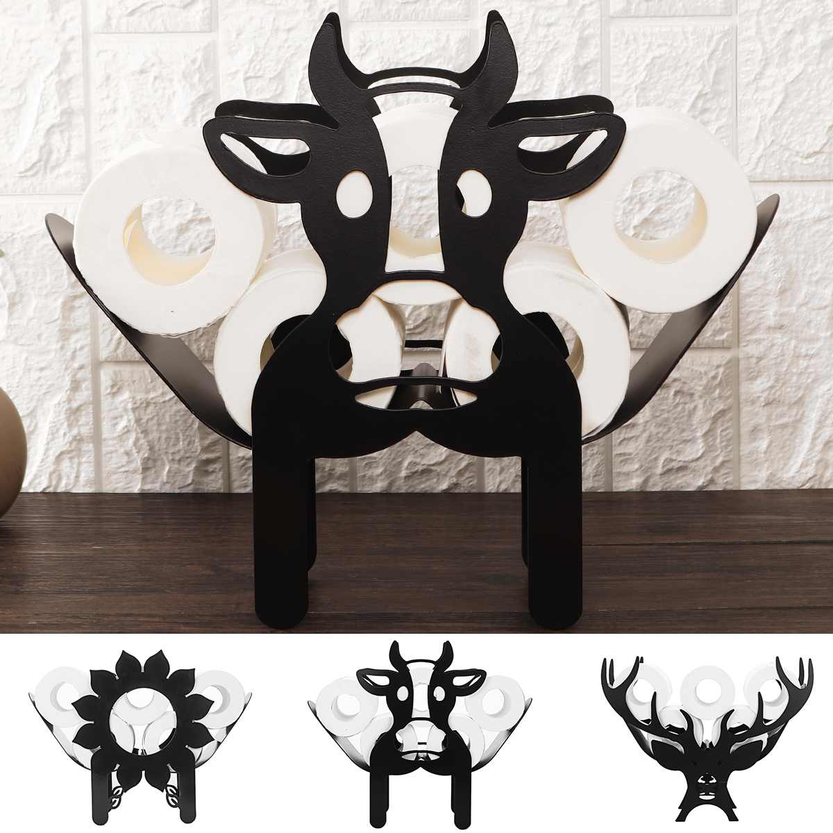 Fun Animal Iron Toilet Paper Holder with Storage - Befez