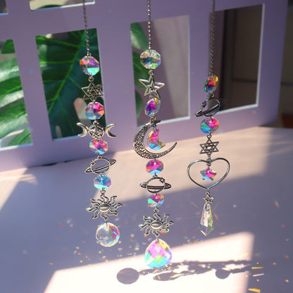 Beautiful Crystal Wind Chime Sun Catcher Moon Decor