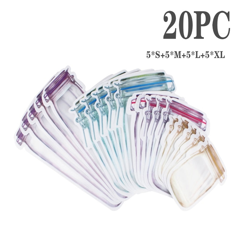 Clear Reusable Plastic Jar Storage Pouches