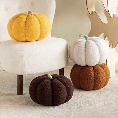 Plush Fall Pumpkin Throw Pillow