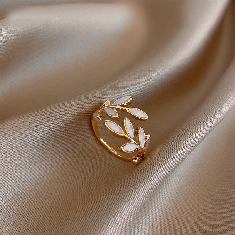 Simple Adjustable Olive Leaf Ring - Befez