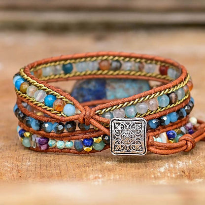 Beautiful Blue Hamsa Charm Wrap Bracelet