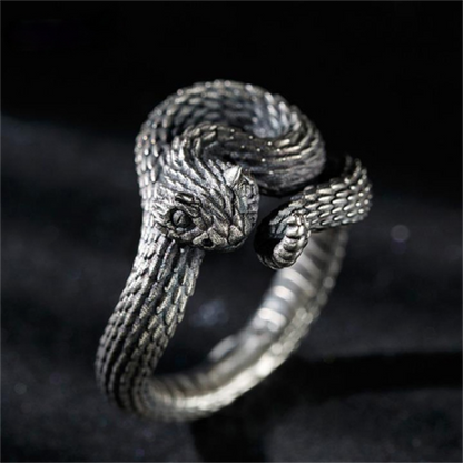 Edgy Adjustable Black Snake Ring