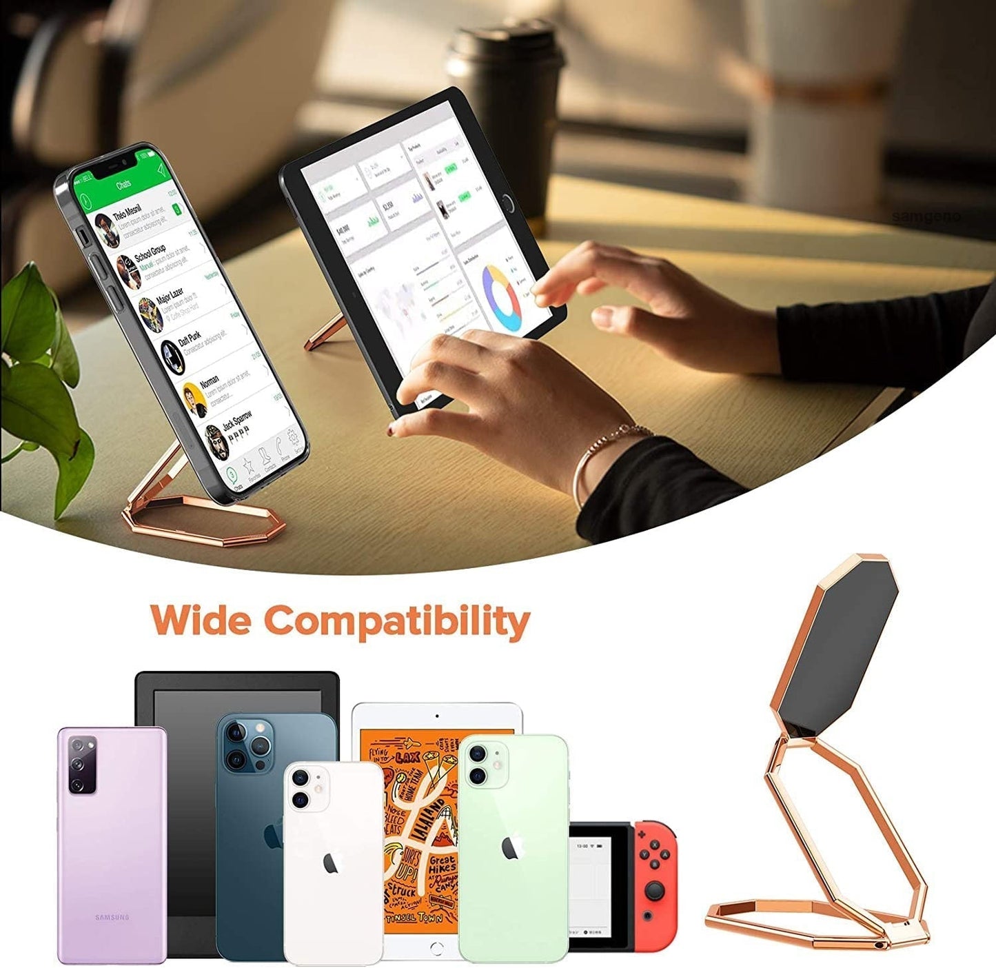 Sturdy Metal Phone Stand with 8-Sided Base