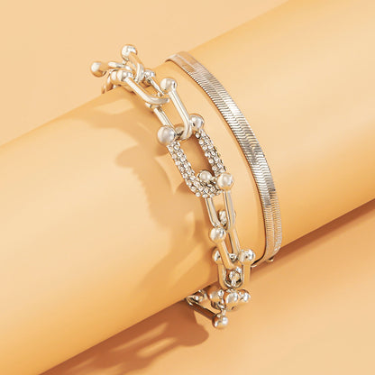 Elegant 2 Piece Bracelet Set in Gold or Silver
