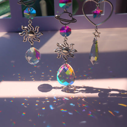 Beautiful Crystal Wind Chime Sun Catcher Moon Decor