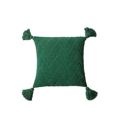 Soft Plush Cushion Cover with Cozy Pom Poms