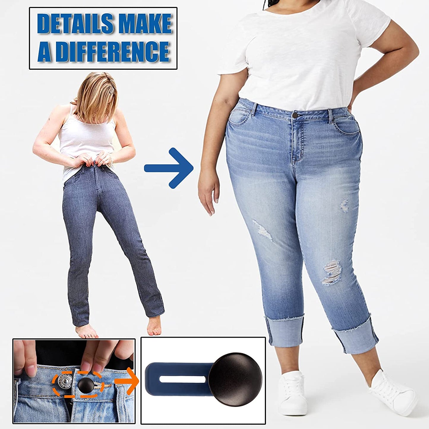 Comfortable Fit Adjustable Waist Button
