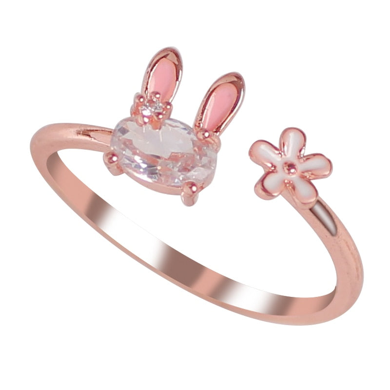 Sparkling Lucky Bunny Charm Ring - Befez