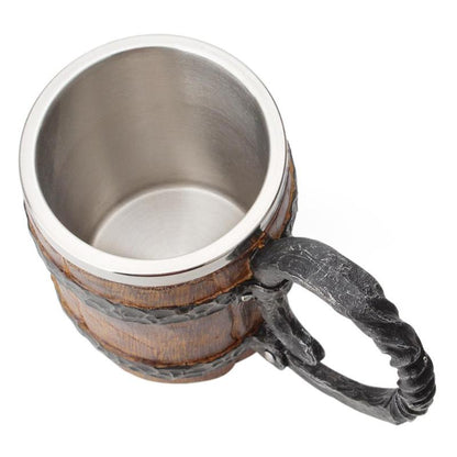 Rustic Vintage Wood Stainless Steel Coffee Mug