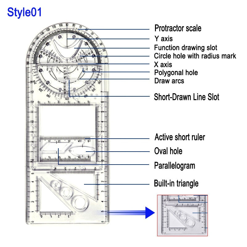 Modern Geometric Pattern Straight Edge Ruler - Befez