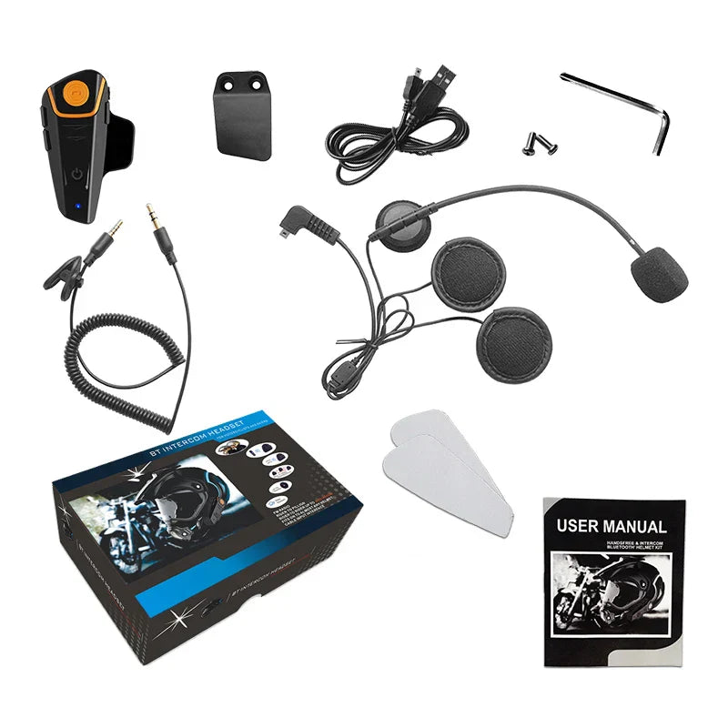 Waterproof Motorcycle Intercom with Bluetooth and Long Range