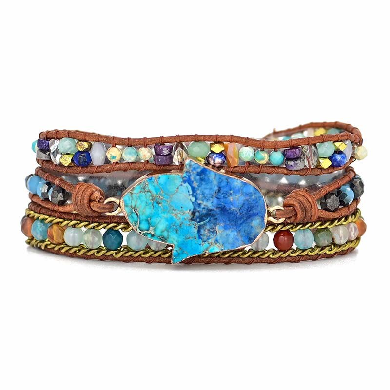 Beautiful Blue Hamsa Charm Wrap Bracelet