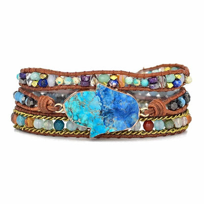 Beautiful Blue Hamsa Charm Wrap Bracelet