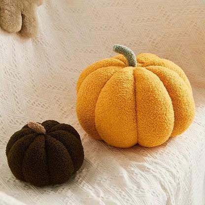 Plush Fall Pumpkin Throw Pillow