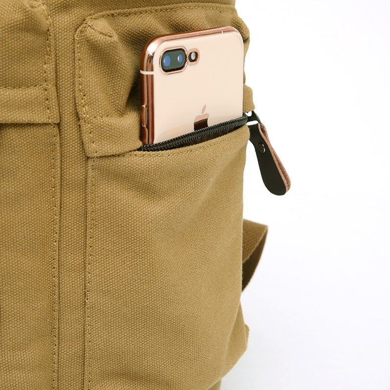 Spacious Durable Canvas Hiking Travel Backpack
