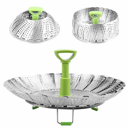 Premium Foldable Metal Veggie Steamer Basket