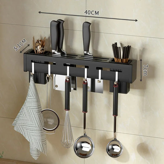 Stainless Steel Wall Mount Knife Rack with Hooks - Befez