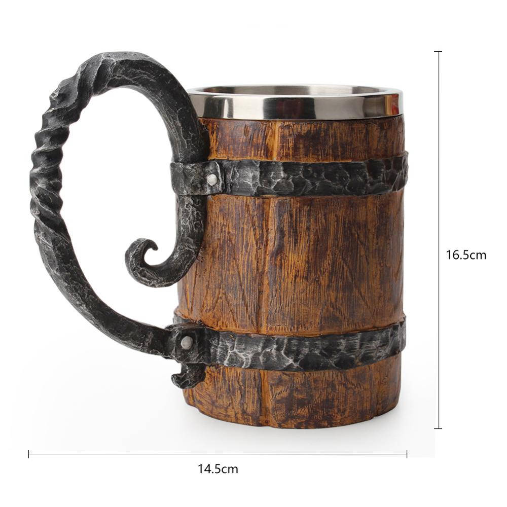 Rustic Vintage Wood Stainless Steel Coffee Mug