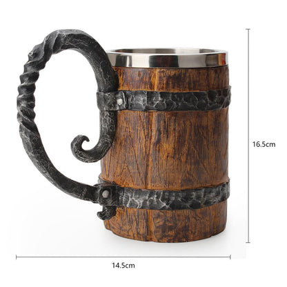 Rustic Vintage Wood Stainless Steel Coffee Mug