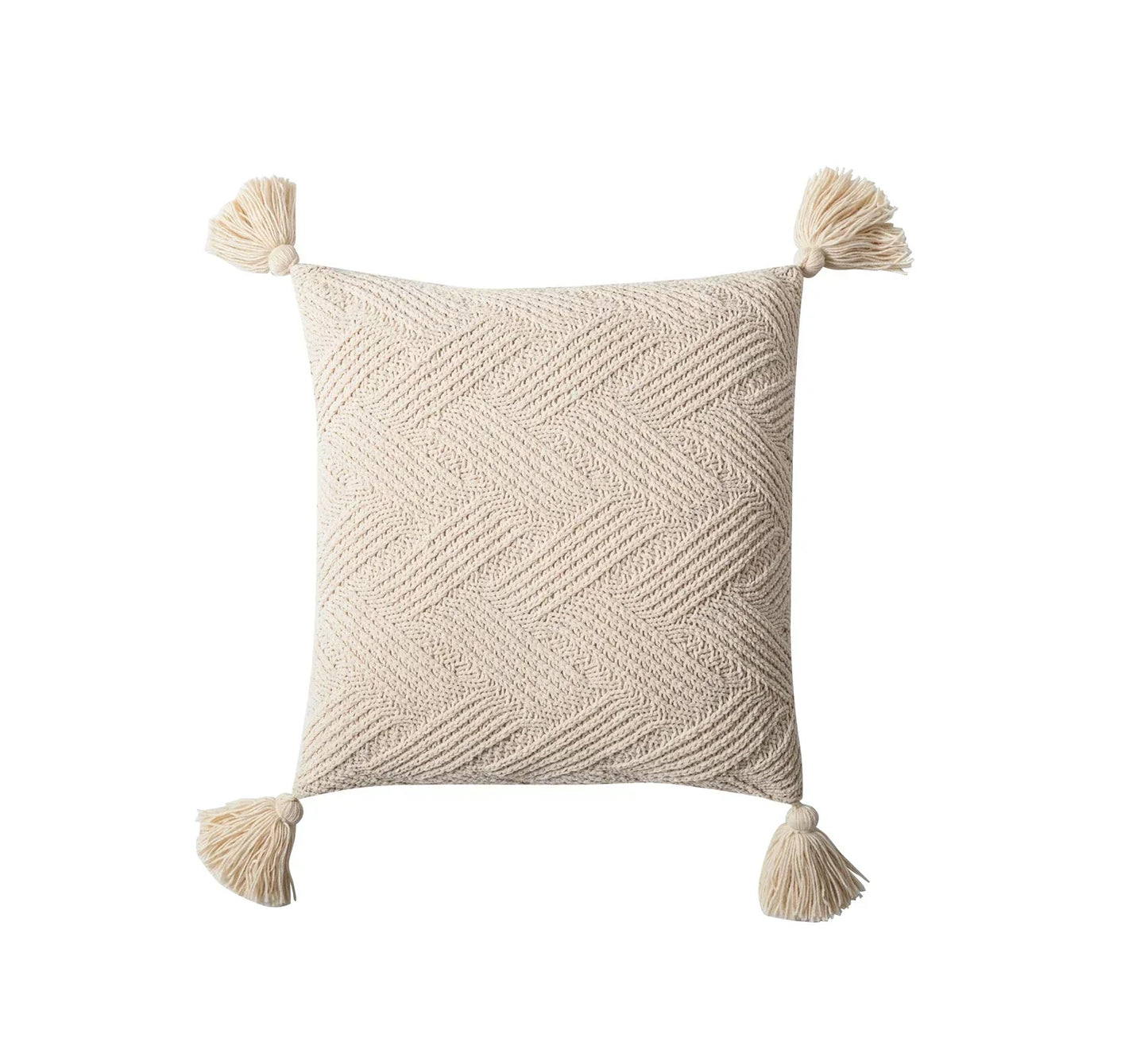 Soft Plush Cushion Cover with Cozy Pom Poms