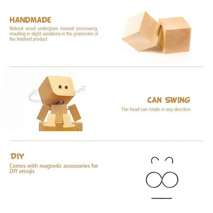 Handcrafted Wooden Rocking Figure with Changeable Faces