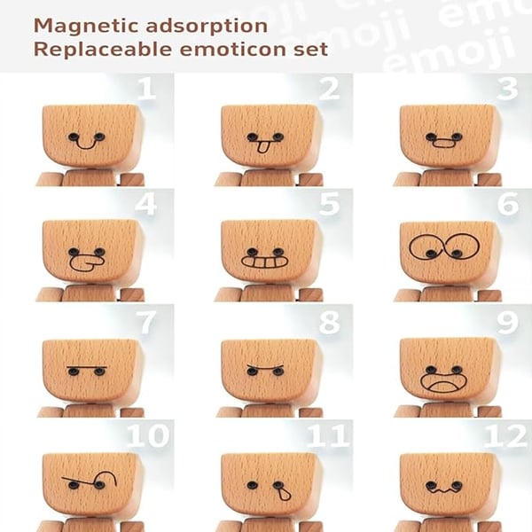 Handcrafted Wooden Rocking Figure with Changeable Faces