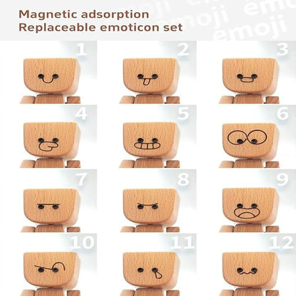 Handcrafted Wooden Rocking Figure with Changeable Faces