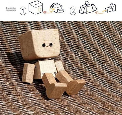 Handcrafted Wooden Rocking Figure with Changeable Faces