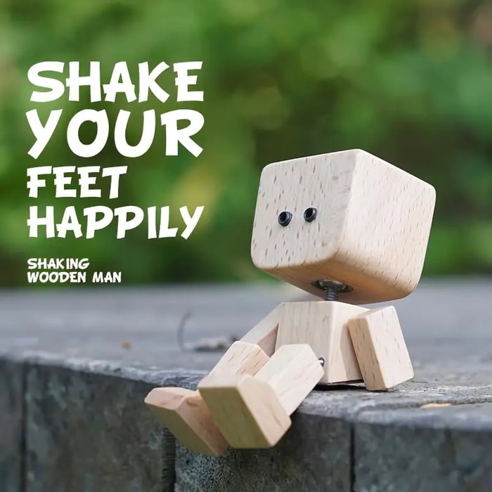 Handcrafted Wooden Rocking Figure with Changeable Faces