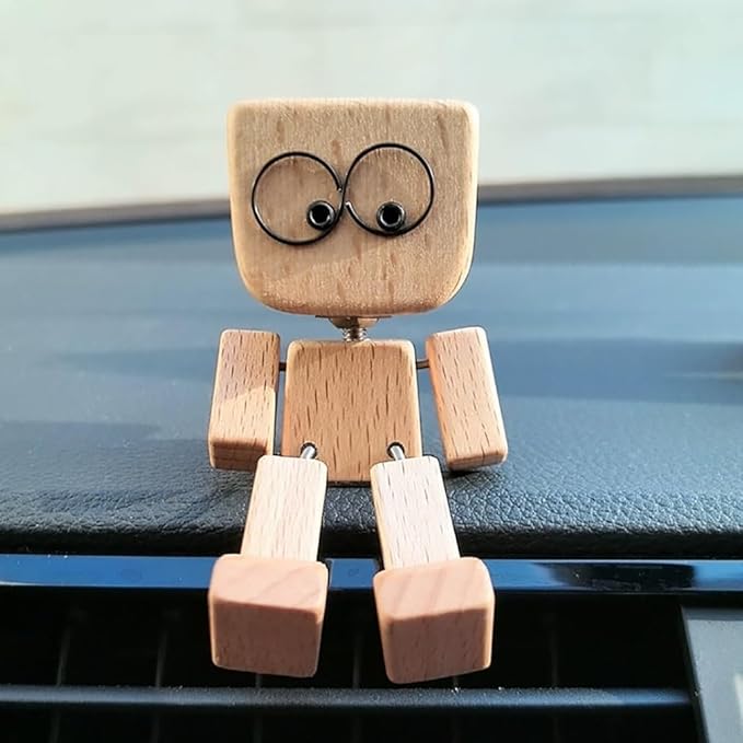 Handcrafted Wooden Rocking Figure with Changeable Faces - Befez
