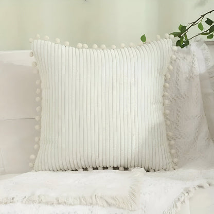 Soft Pom Pom Decorative Throw Pillow Cover